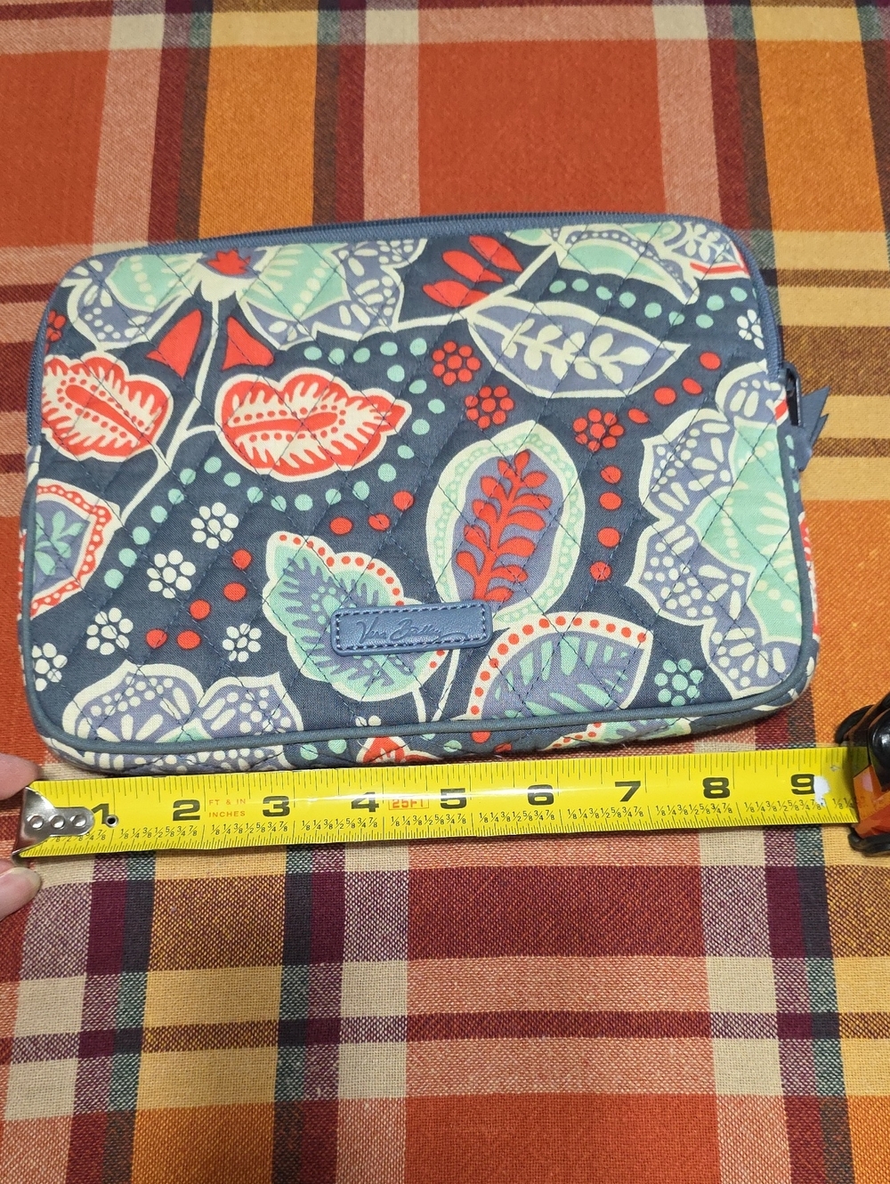 Vera Bradley Navy Floral Quilted Kindle Case with Coral Accents
